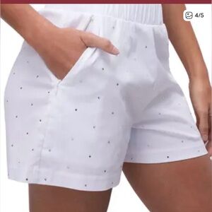 Good American White Embellished High Waist Shorts Size 2